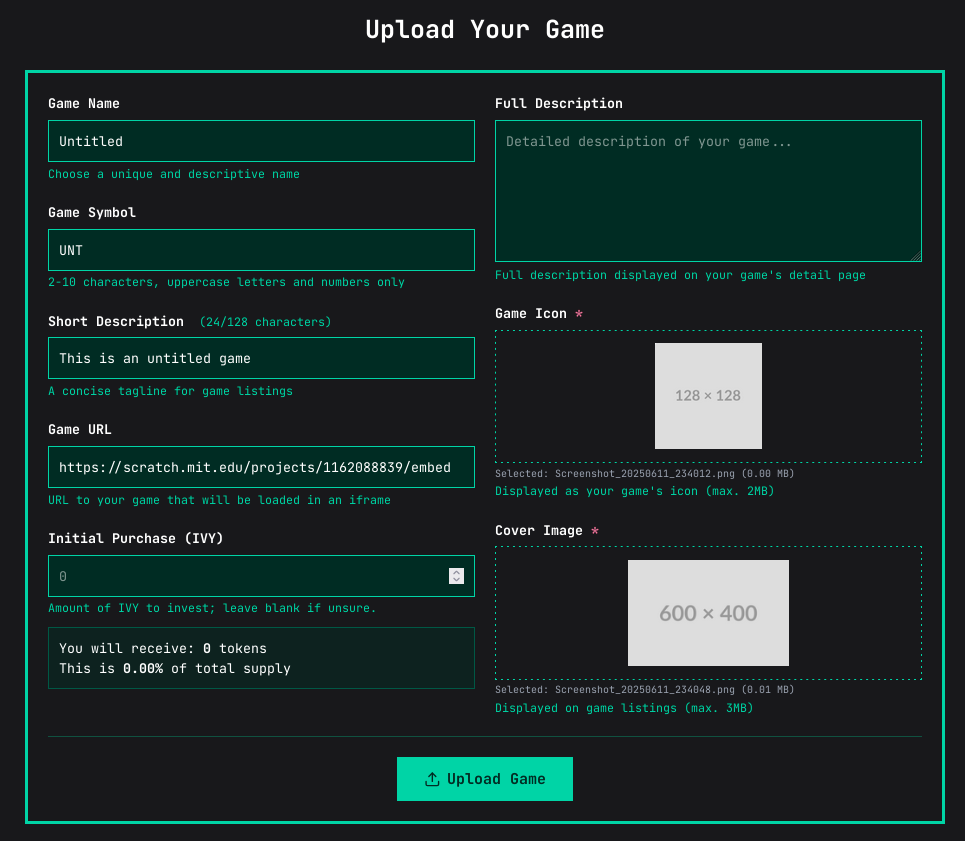 Full upload form