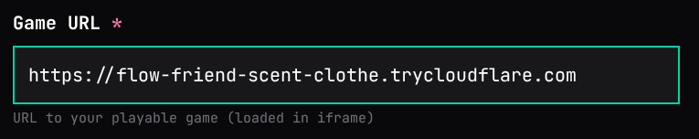 CF Tunnel link as game URL