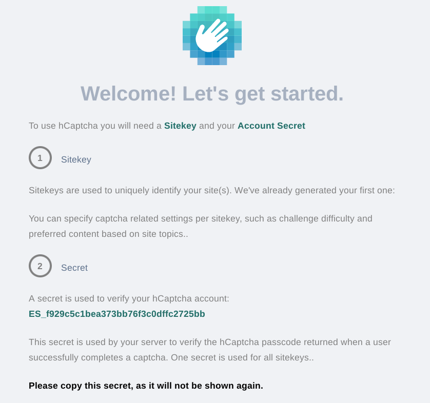 HCaptcha secret key