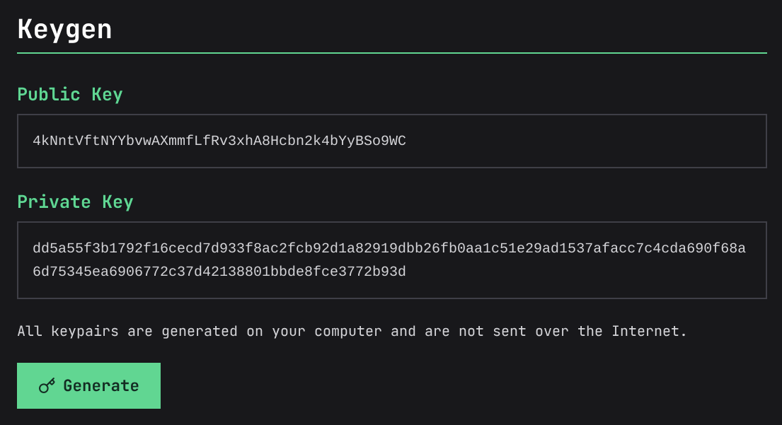 Withdrawal keypair